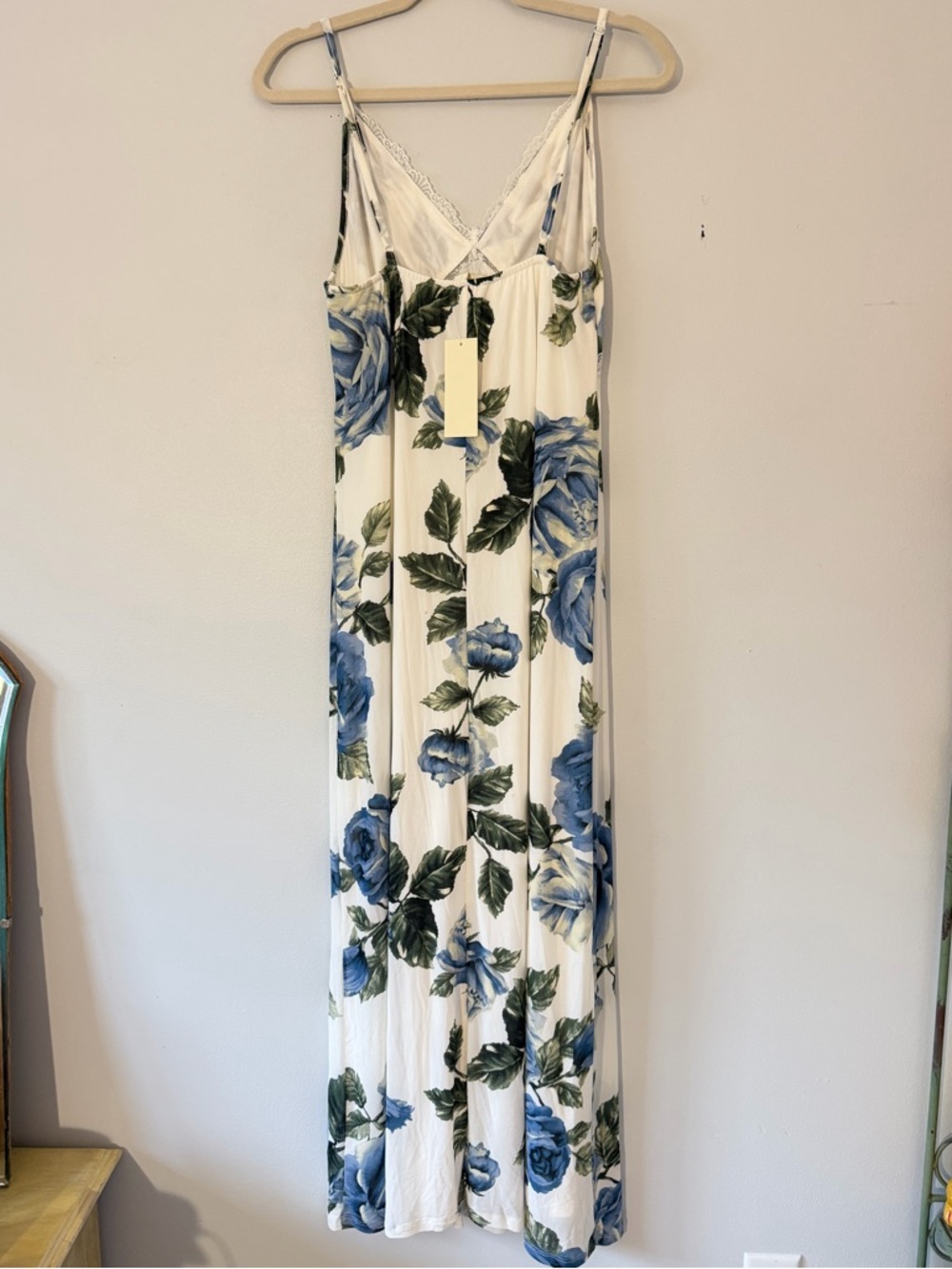 Thirty Thirty Floral Lace-Trim Maxi Dress in Blue and white - Picture 2 of 9
